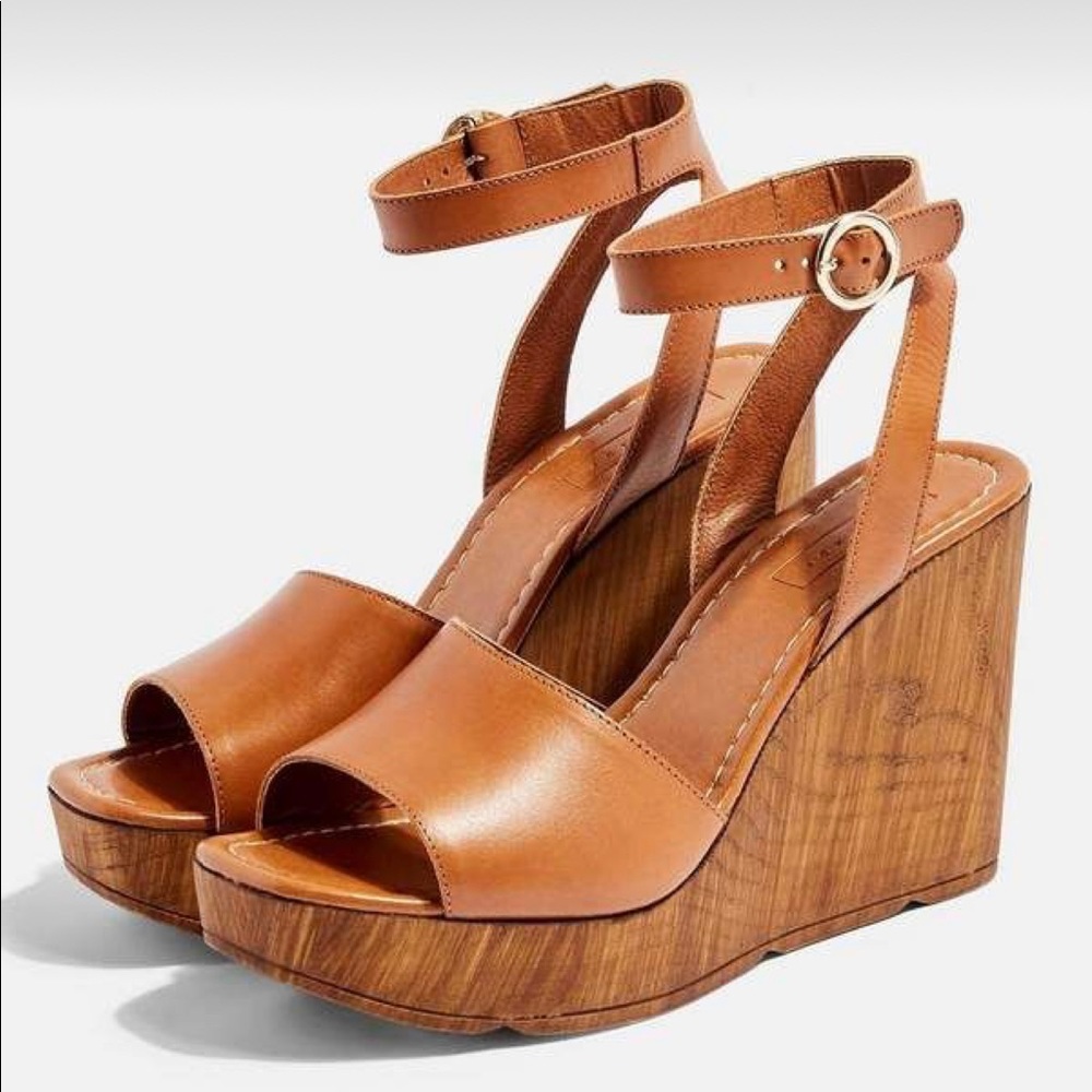 Topshop tan wedges